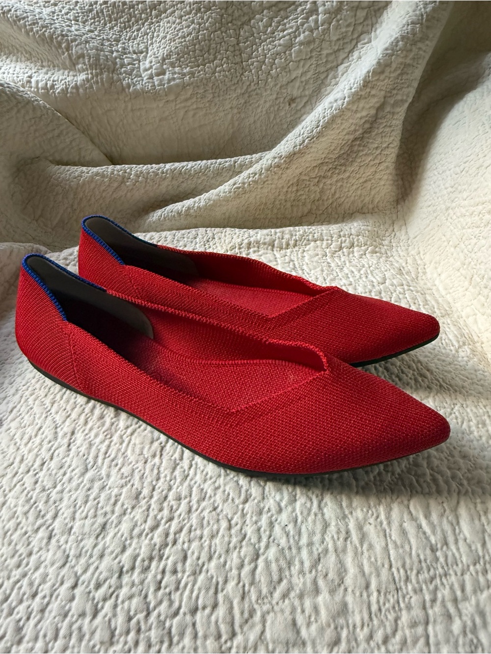 Rothy’s The Point Red Knit Pointed Toe Ballet Flats Women’s Size 8